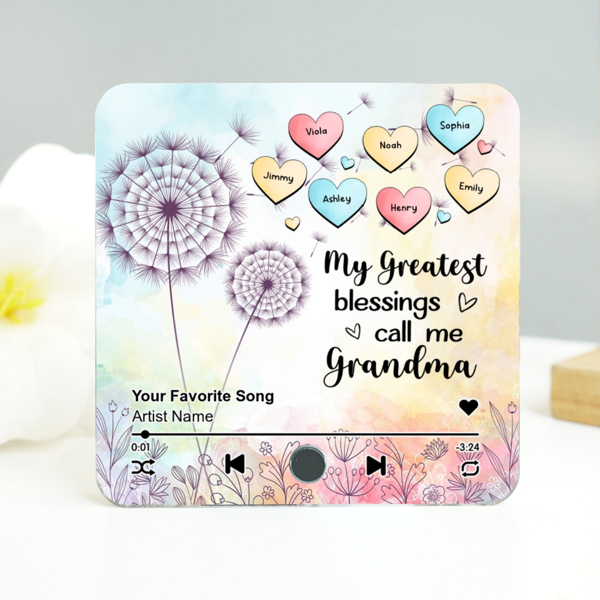 My Greatest Blessing Call Me Grandma Personalized Music Fridge Magnet, Custom Any Song You Want, Birthday, Mother's Day Gift for Grandma