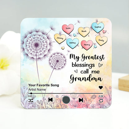 My Greatest Blessing Call Me Grandma Personalized Music Fridge Magnet, Custom Any Song You Want, Birthday, Mother's Day Gift for Grandma
