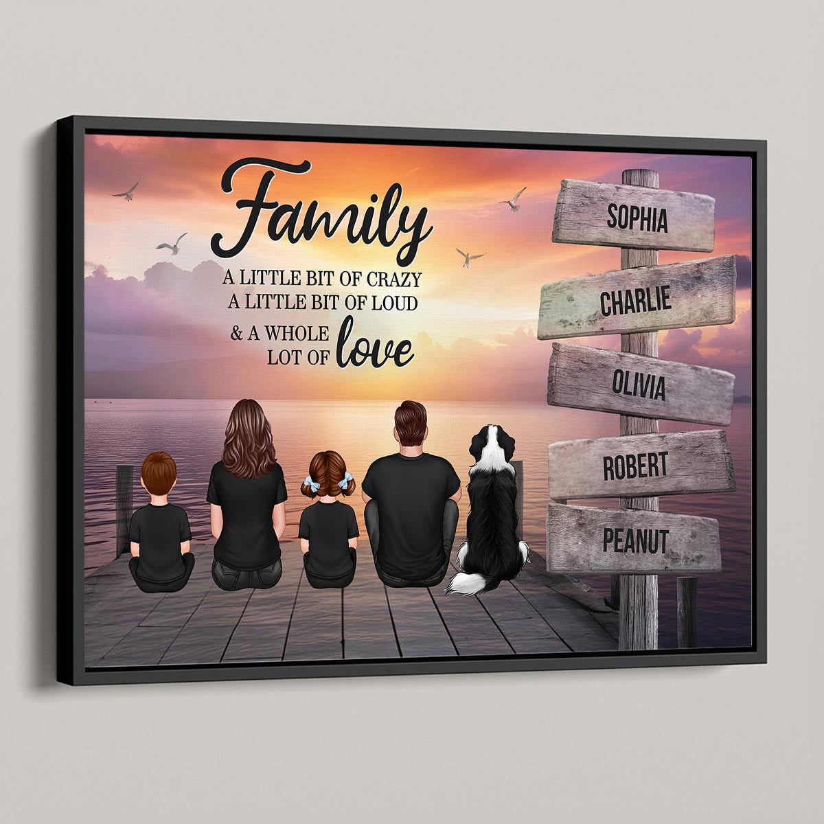 Retro Vintage Family A Little Whole Lot of Love Sign Posts Personalized Poster, Unique 2024 Christmas Gift For Family