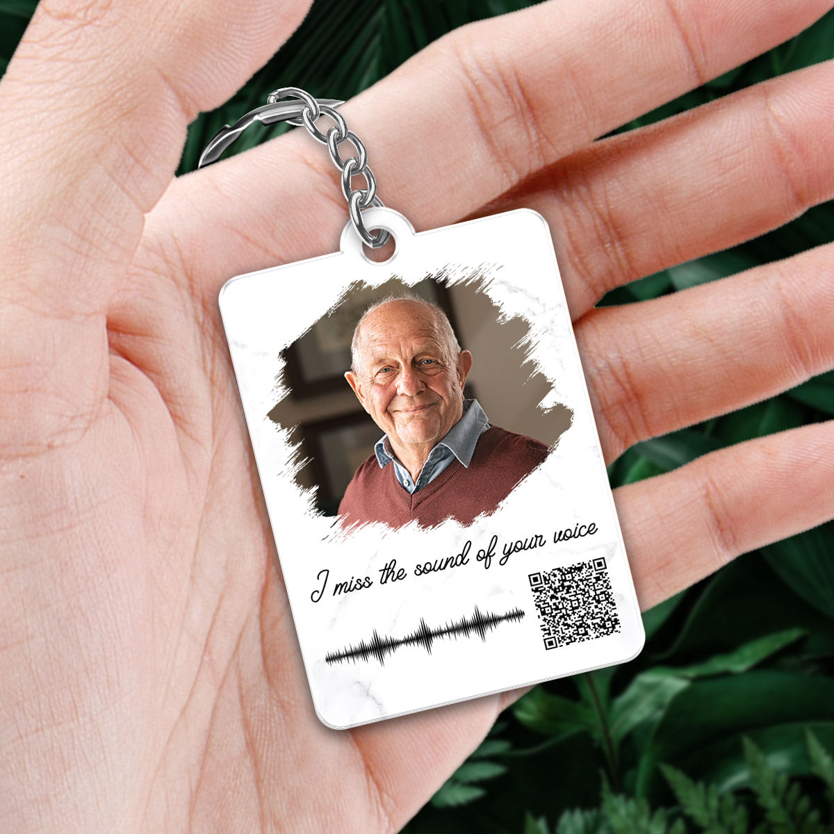 Family Memorial Sympathy Gift Keepsake Photo Inserted Voicemail Voice Message Scannable QR Code Using Your Voicemail Personalized Acrylic Keychain