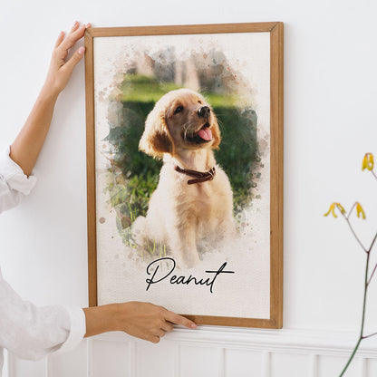 Personalized Watercolor Pet Poster From Photo, Gift For Pet Owners, New Pet Gift, Pet Memorial Gift