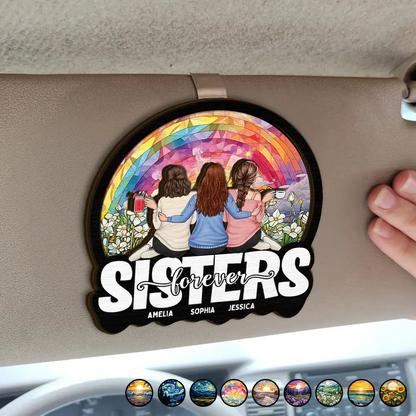 Bestie Sisters Forever - Personalized Custom Shaped Car Visor Clip