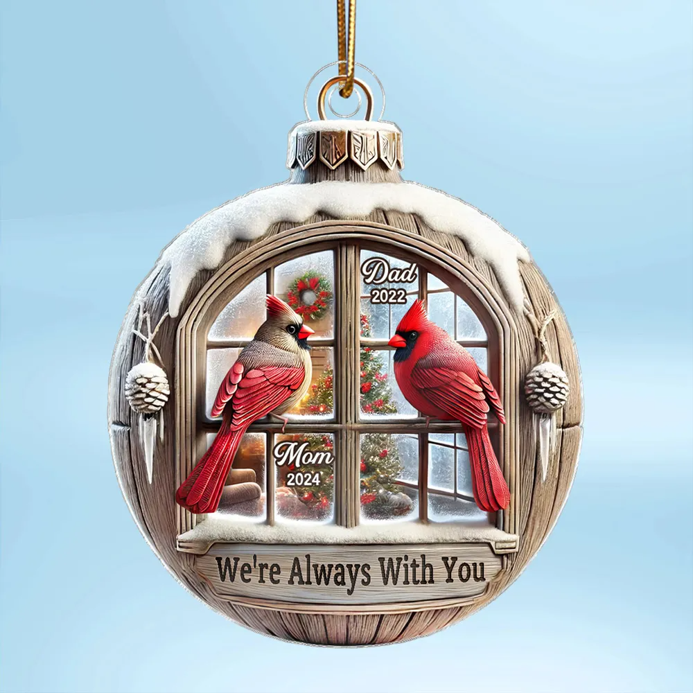 Memorial Cardinal Outside Window 3D Effect Sympathy Gift Remembrance Keepsake Personalized Acrylic Flat Ornament