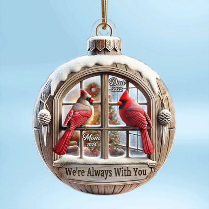 Memorial Cardinal Outside Window 3D Effect Sympathy Gift Remembrance Keepsake Personalized Acrylic Flat Ornament