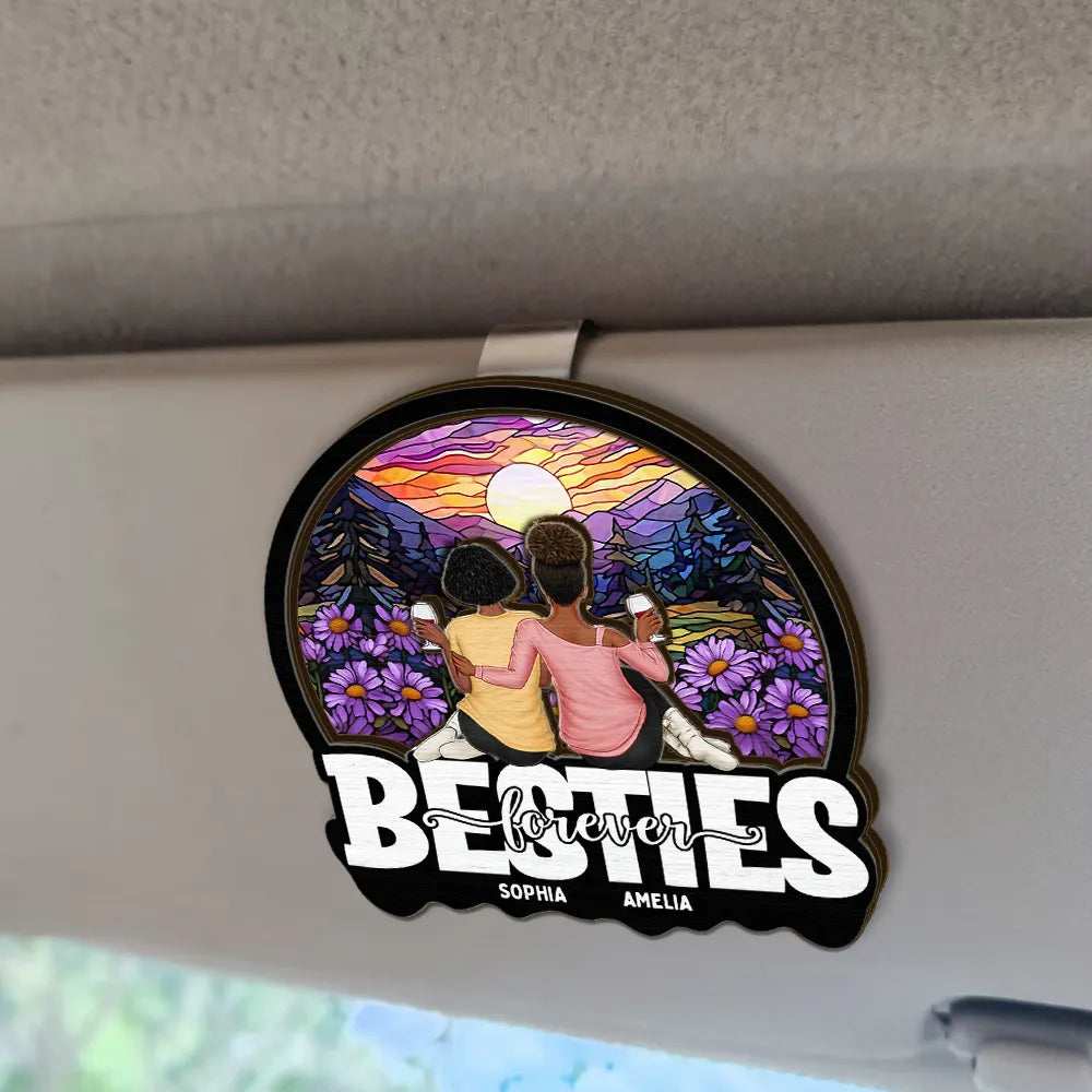 Bestie Sisters Forever - Personalized Custom Shaped Car Visor Clip