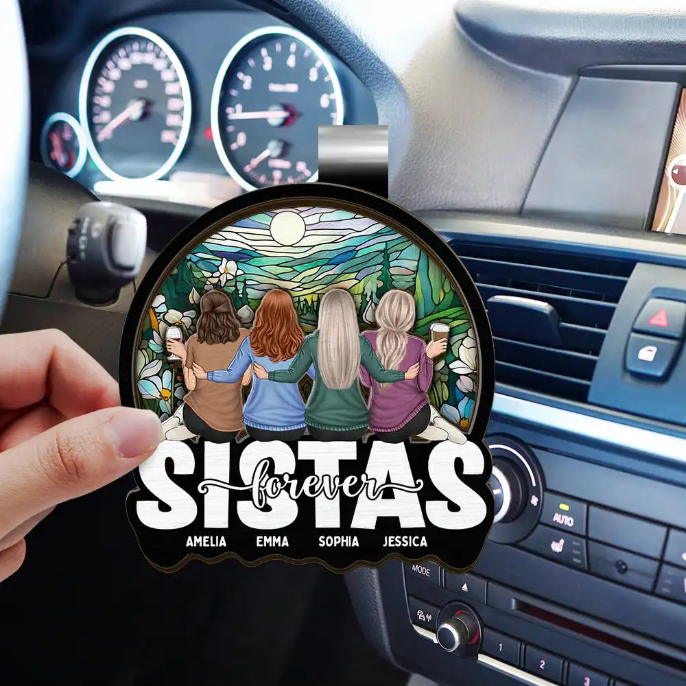 Bestie Sisters Forever - Personalized Custom Shaped Car Visor Clip