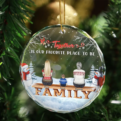 Family Where Begins And Love Never Ends Memorial - Personalized Circle Acrylic Ornament