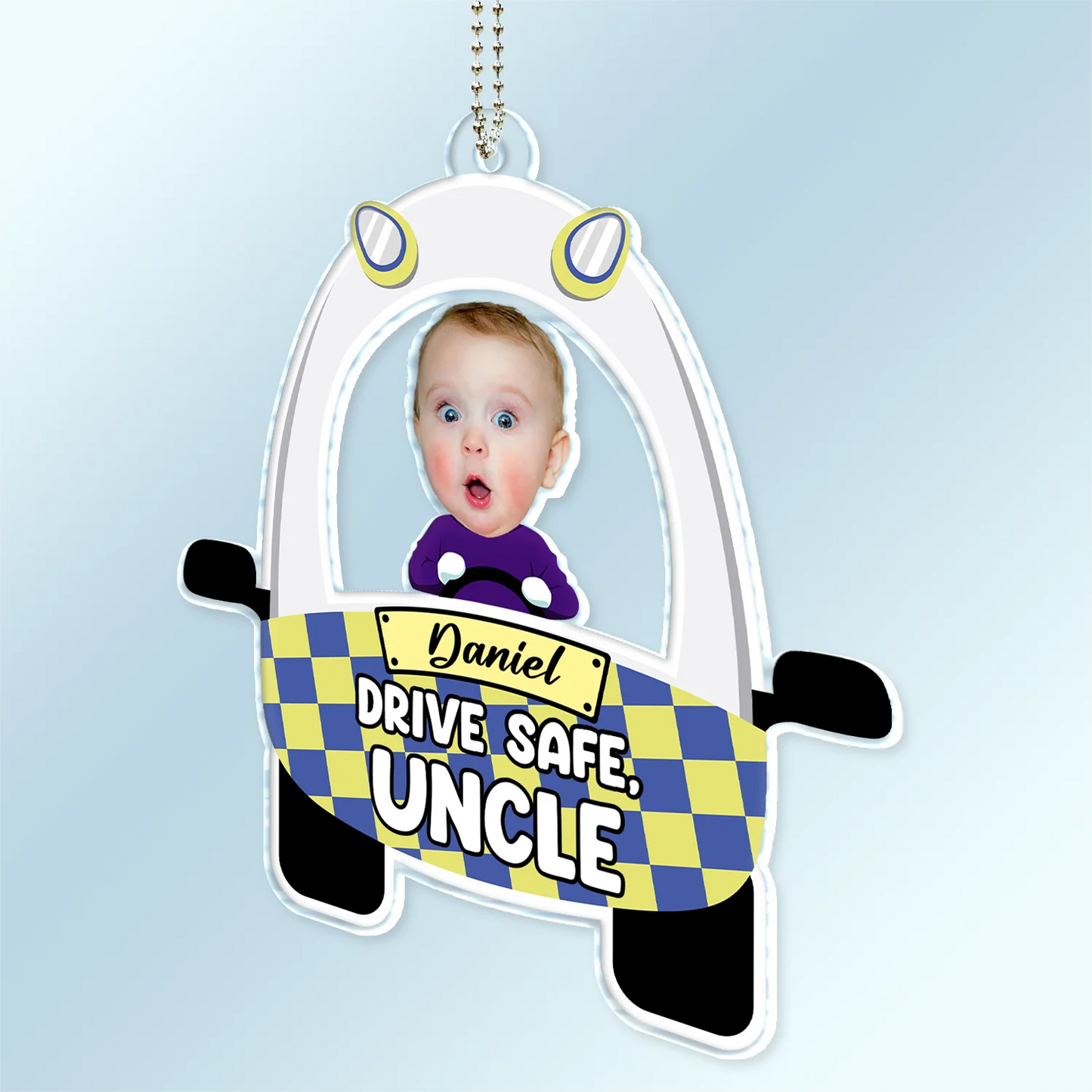 Custom Photo Cute Baby Drive Safe Daddy - Personalized Acrylic Car Hanger