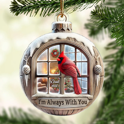 Memorial Cardinal Outside Window 3D Effect Sympathy Gift Remembrance Keepsake Personalized Acrylic Flat Ornament