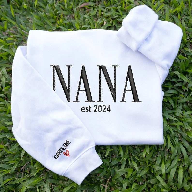 Nana Est Grandkids Embroidered Sweatshirt