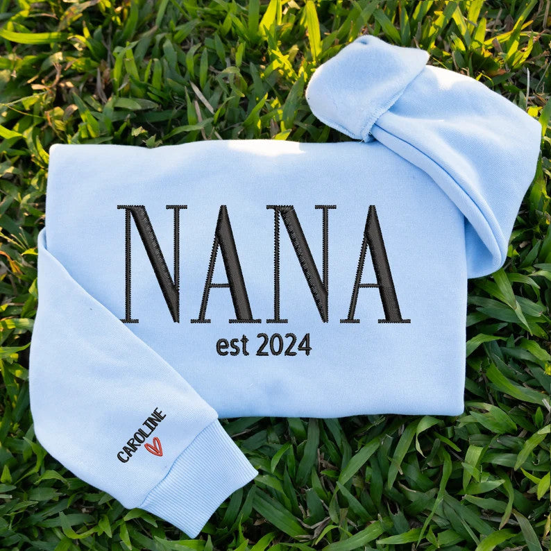 Nana Est Grandkids Embroidered Sweatshirt