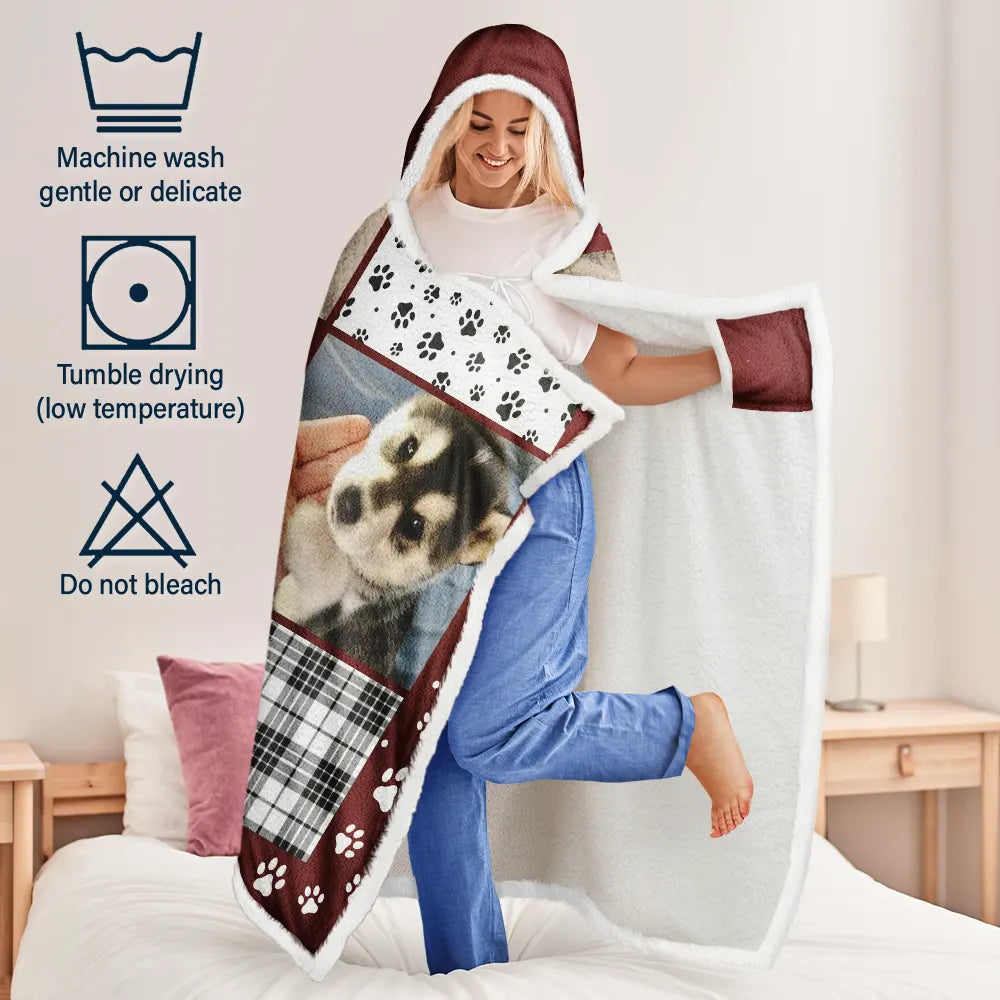 Custom Photo Pet Memorial You Were My Hardest Goodbye - Personalized Wearable Hooded Blanket