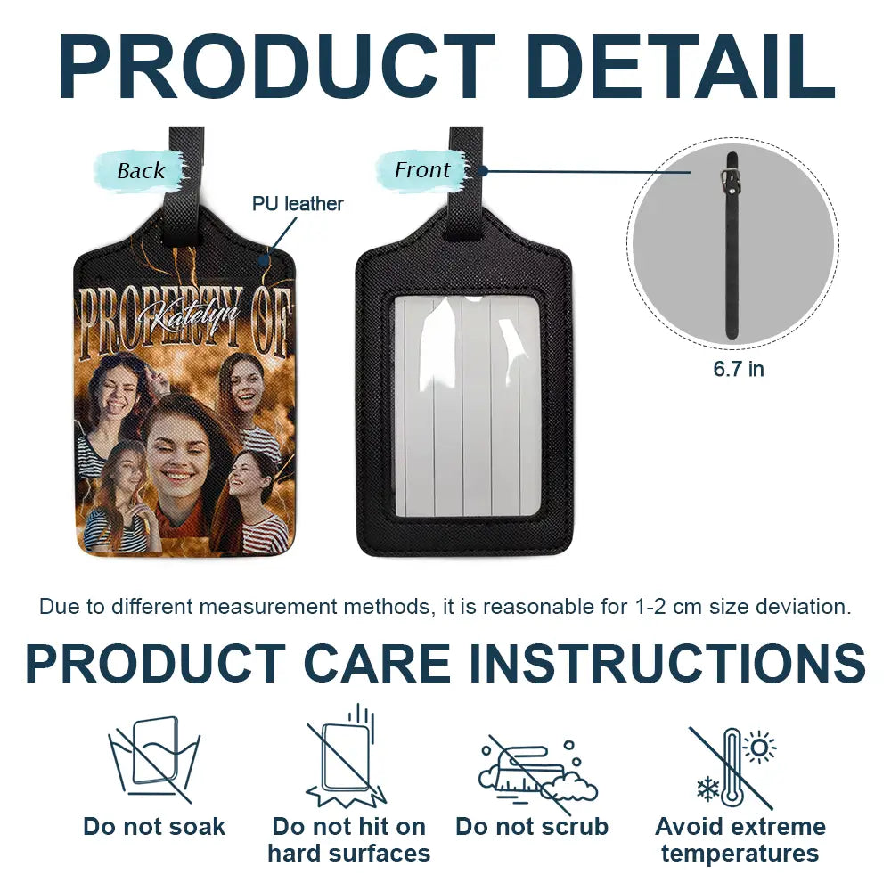 Custom Photo Property Of Travel Lovers, Travellers - Personalized Luggage Tag