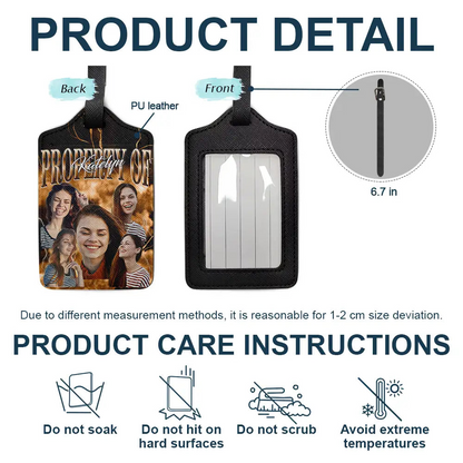 Custom Photo Property Of Travel Lovers, Travellers - Personalized Luggage Tag