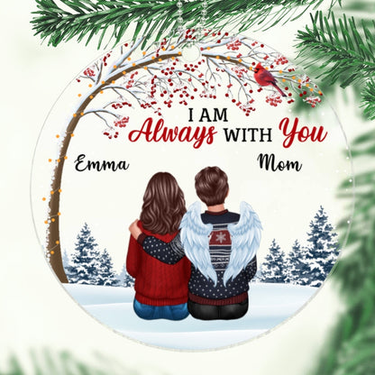 Cardinal Berry Tree Always With You Family Memorial Circle Personalized Acrylic Ornament