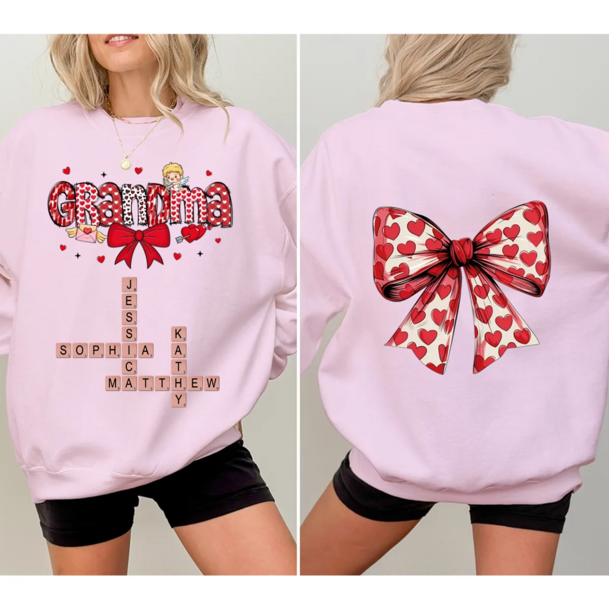 Grandma Nana Mimi Valentine's Day Gift Personalized Double Sided Sweatshirt