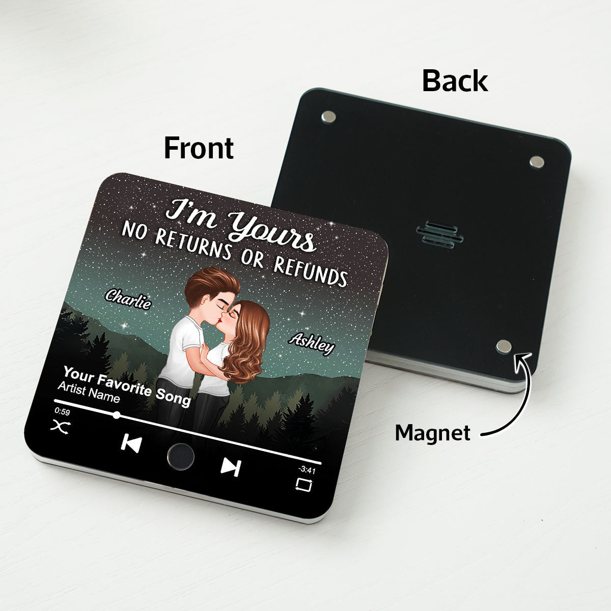 Couple Kissing Under Stars Personalized Music Fridge Magnet, Heartfelt 2025 Valentine's Day Gift For Couple, For Him, For Her, Boyfriend, Girlfriend, Husband, Wife