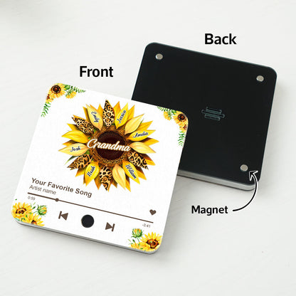 Nana Mom Sunflower Personalized Music Fridge Magnet, Heartfelt 2025 Mother's Day Birthday Gift For Mom