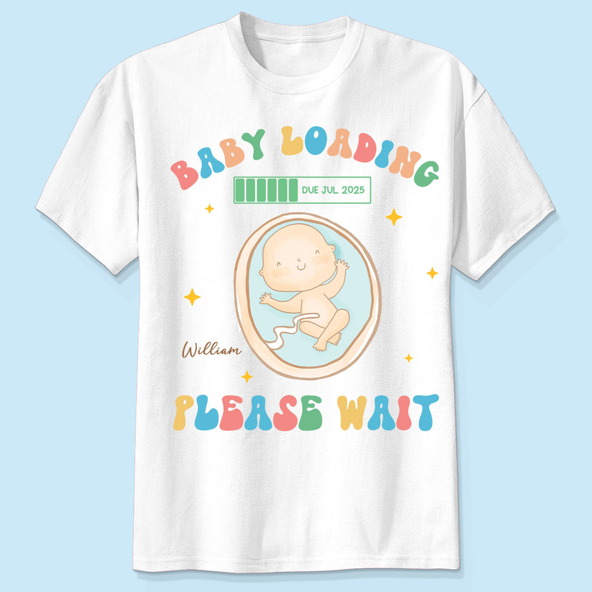 Baby Loading Please Wait Personalized Shirt for New Mom, Pregnancy Announcement Gift for Her, Cute Baby Announcement Shirt for Pregnancy Reveal Shirt