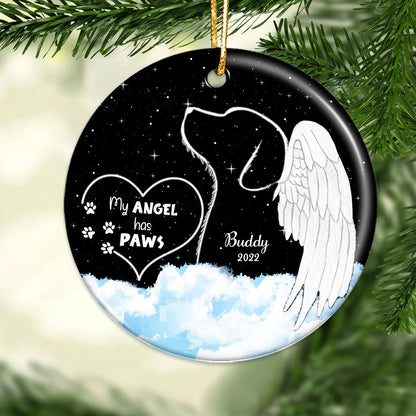 Dogs Cats Angel Starry Sky Memorial Personalized Circle Ceramic Ornament, Sympathy Gift