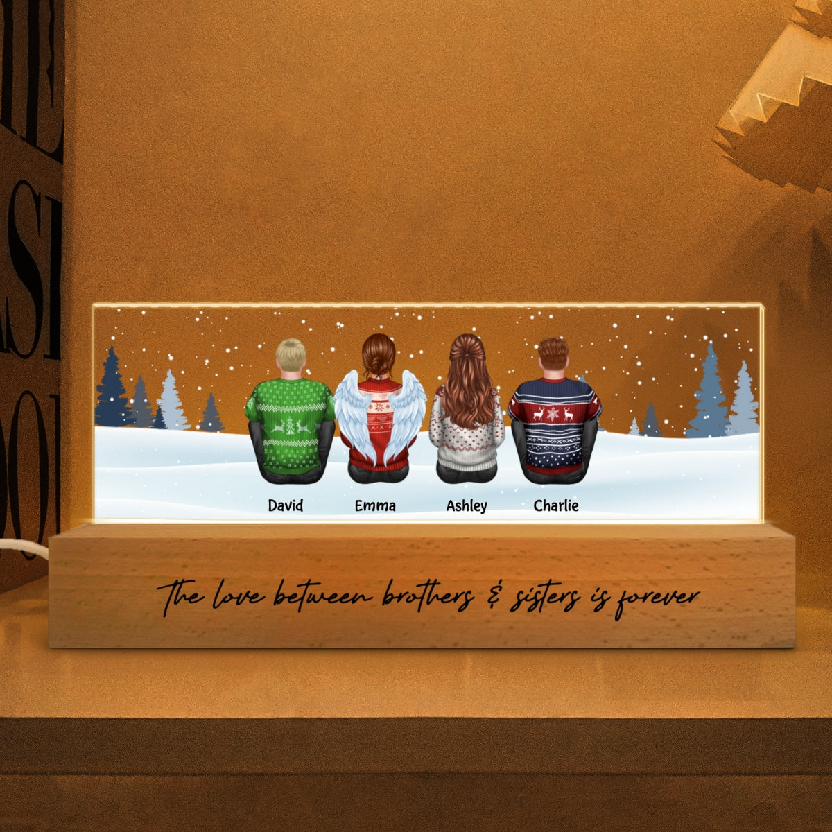 The Love Between Family Is Forever Personalized LED Night Light, Christmas Gift For Loved Ones