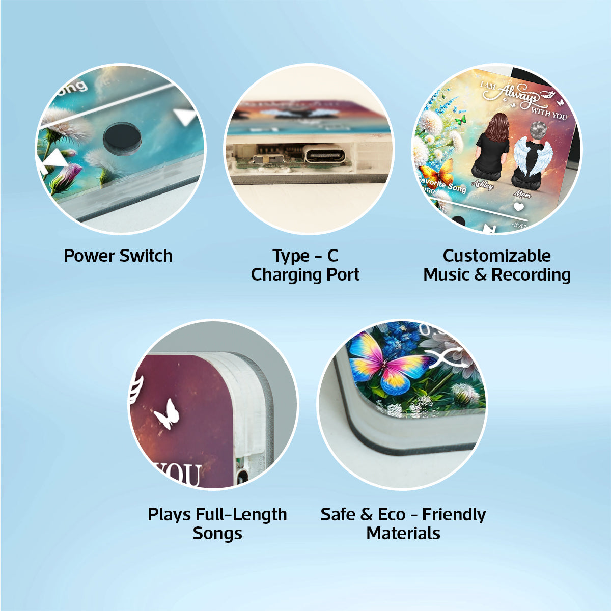 Realistic Dandelion Flowers Family Members Memorial Personalized Music Fridge Magnet, Sympathy Gift