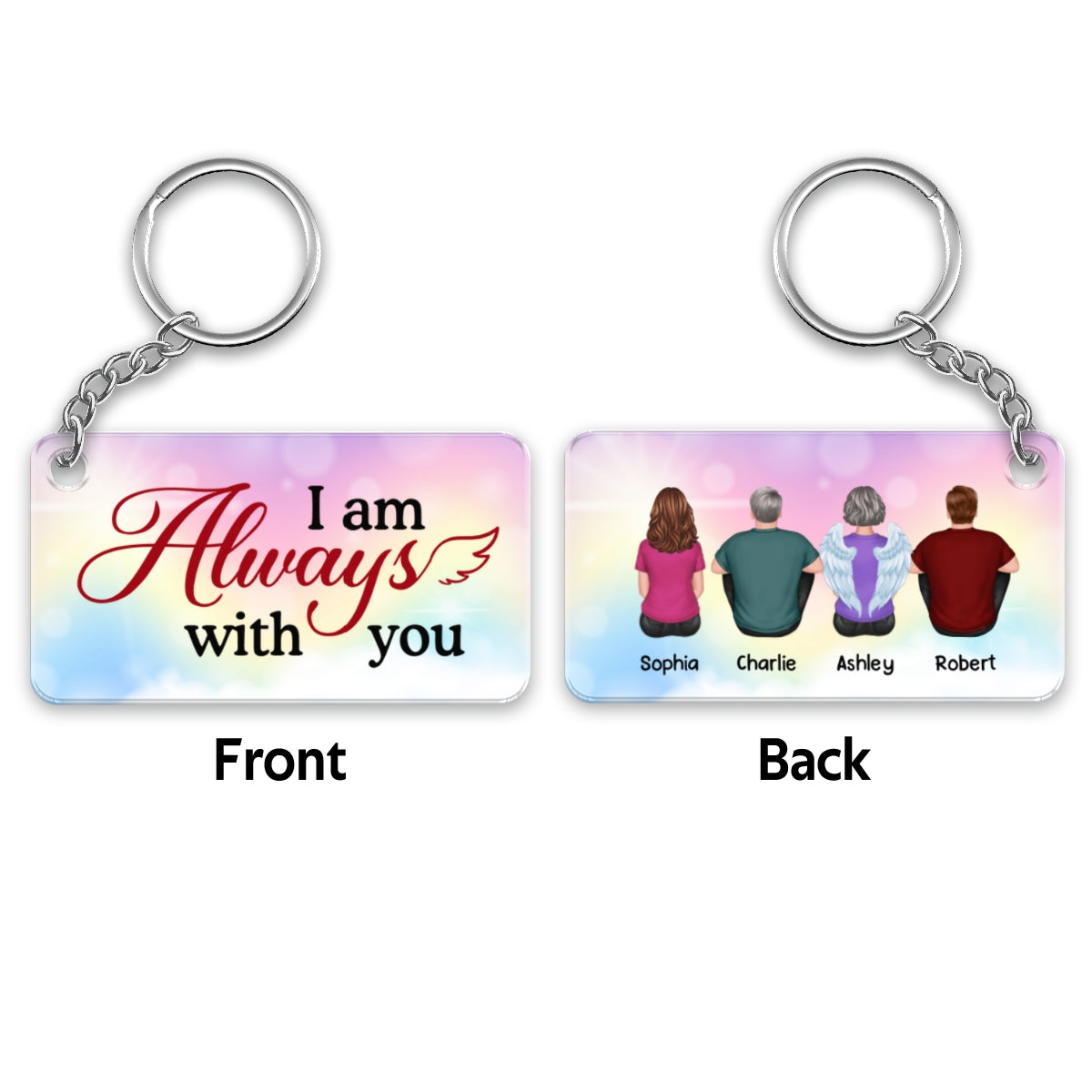 Family Memorial Colorful Background Remembrance Gift Personalized Acrylic Keychain