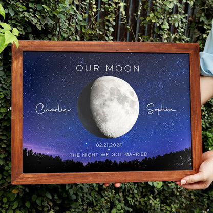 Our Moon Couple Gift Moon Phase Art Anniversary for Wife, Gift for Husband Wedding Anniversary Personalized Poster
