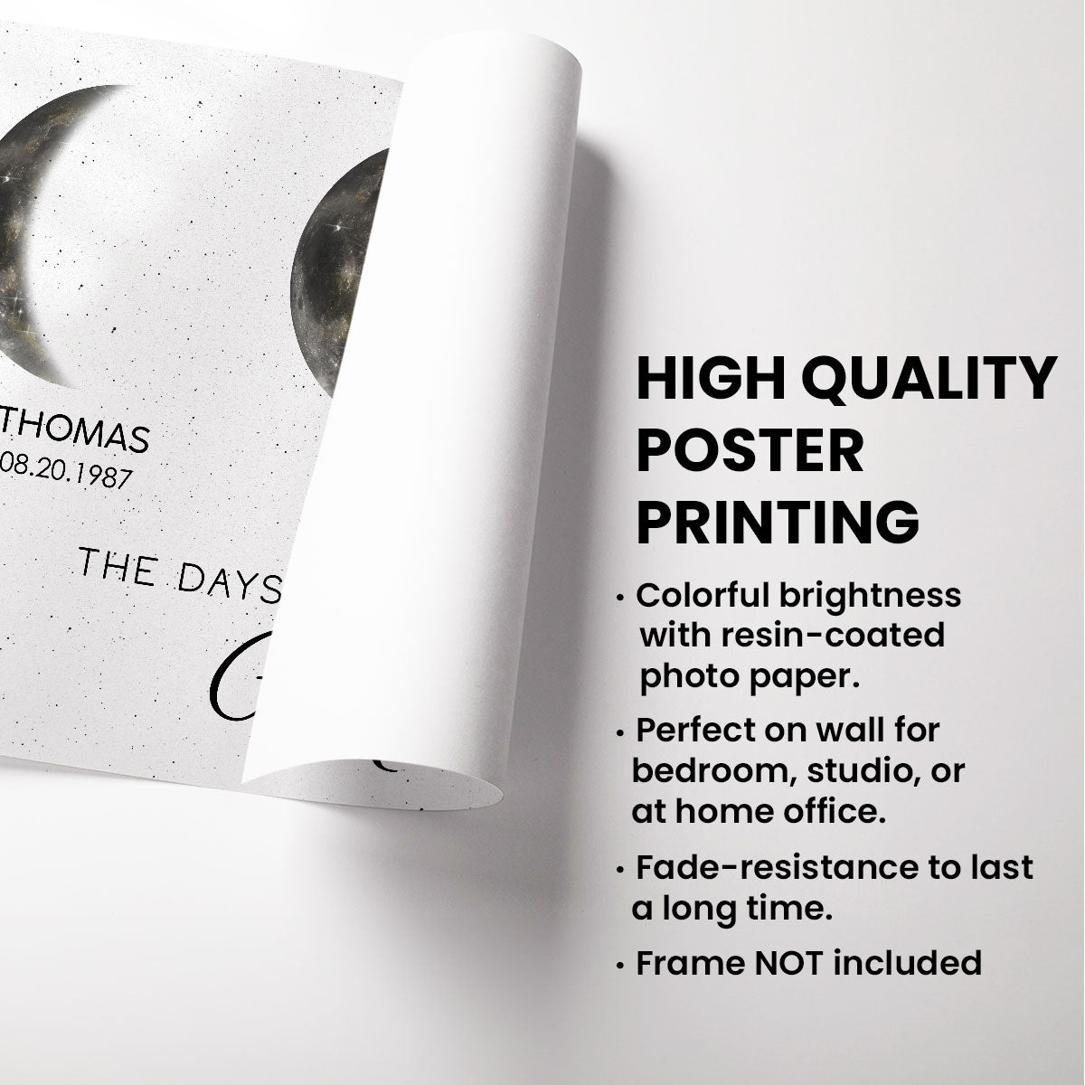 The Day You Became Mom Custom Birth Moon Phase Golden Dust Personalized Poster, Heartfelt 2025 Mother's Day Gift For Mom