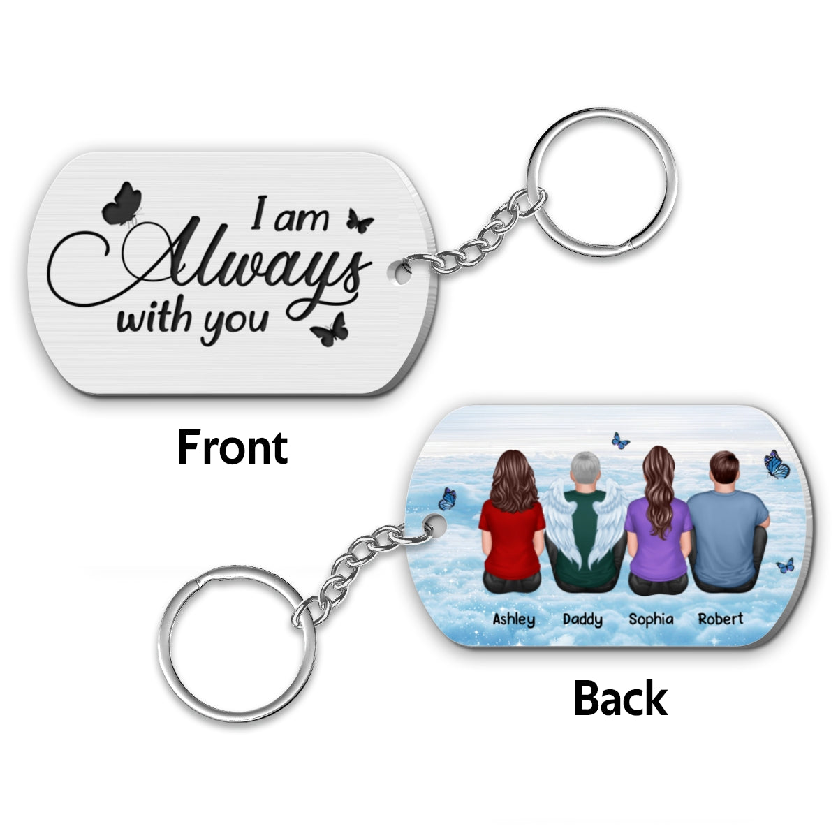 Always With You Sky Family Members Memorial Personalized Metal Keychain