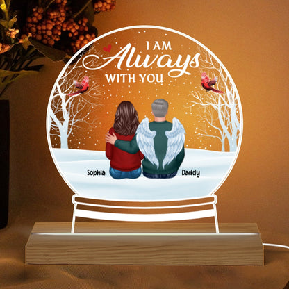Always With You Family Memorial Gift Personalized Snow Globe Shaped Acrylic Plaque With LED Night Light