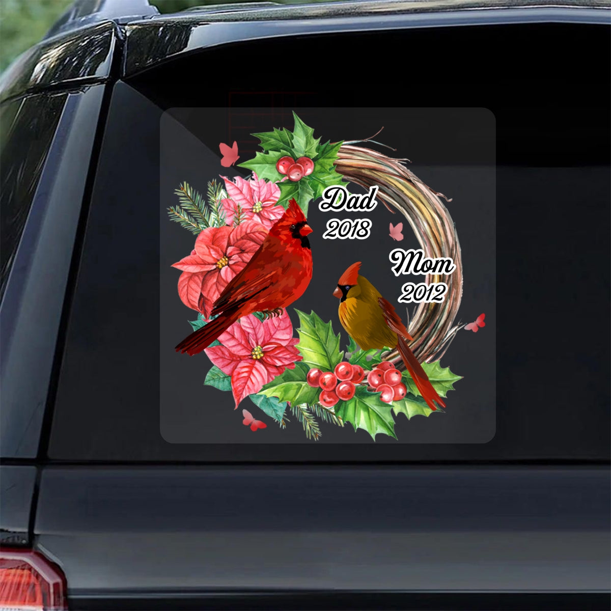 Cardinals Wreath Memorial Personalized Decal
